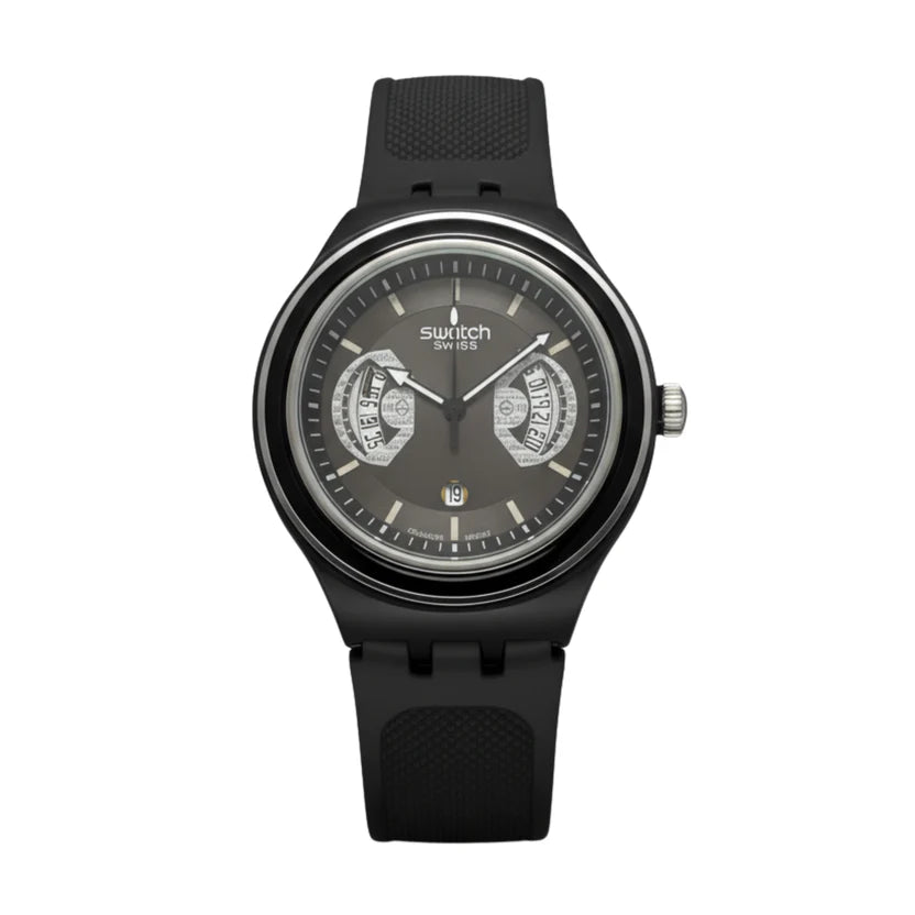 Montre Swatch Chronographe Noire Monochrome - Style Sportif et Discret