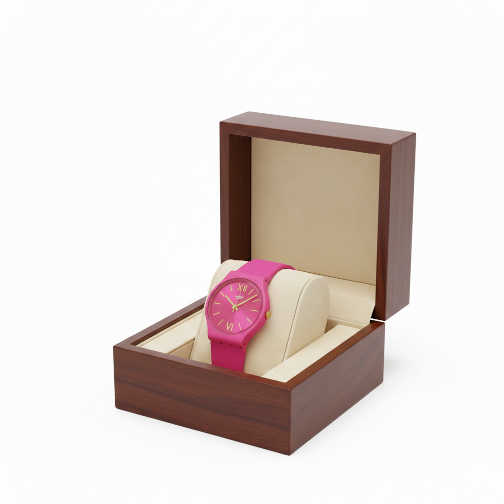Montre Swatch Rose Élégante avec Détails Dorés
